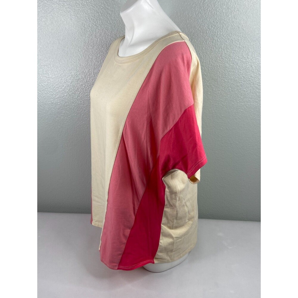 BiBi Women Medium Pink Tan Top Wide Stripe Long Sleeve Casual NWT - Picture 4 of 8